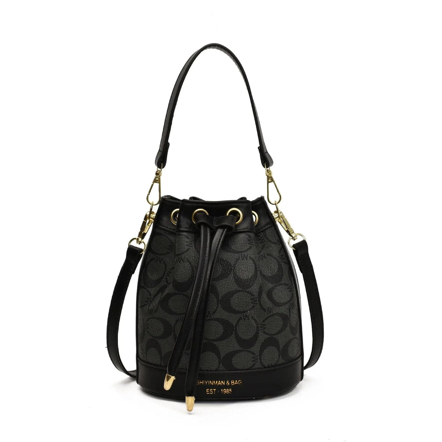 hei 2025 Retro Print Bucket Bag - Vintage Drawstring Shoulder Bag for Women, Fashion Crossbody & Handbag