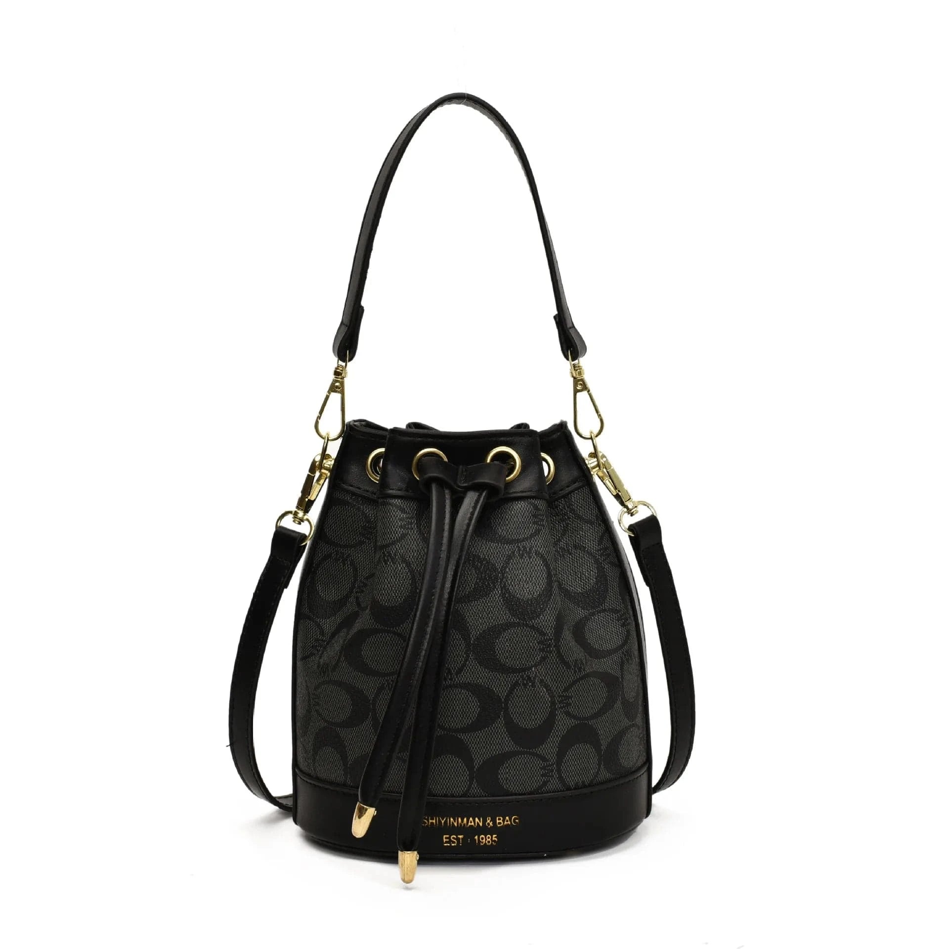 hei 2025 Retro Print Bucket Bag - Vintage Drawstring Shoulder Bag for Women, Fashion Crossbody & Handbag
