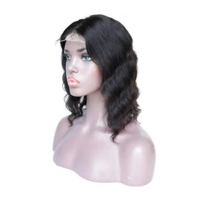 High Density 180% Natural Black Body Wave Wigs HD Lace Front Human Hair Wigs With Curtain Bangs Length 8 24 30 inch