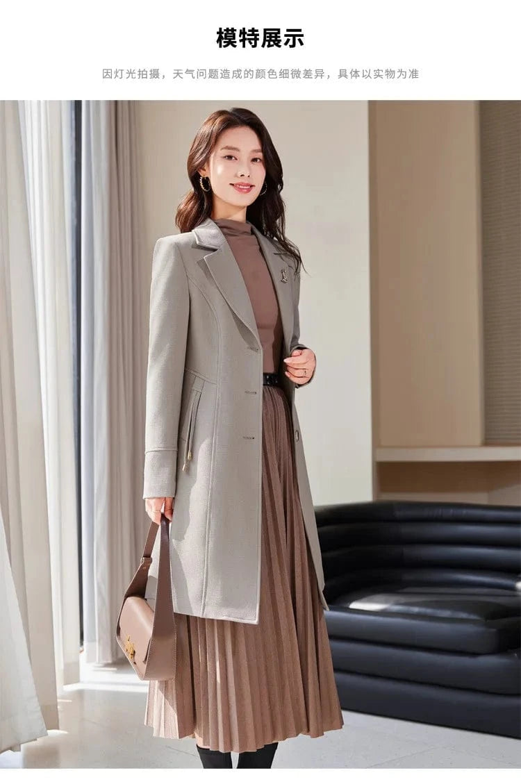 High End Female Coat Long Slim Trench Coat For Women’S England Single Breasted Khaki Women Windbreaker Larger Size Outwear