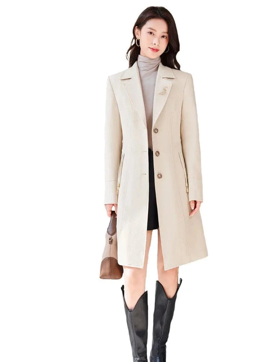 High End Female Coat Long Slim Trench Coat For Women’S England Single Breasted Khaki Women Windbreaker Larger Size Outwear