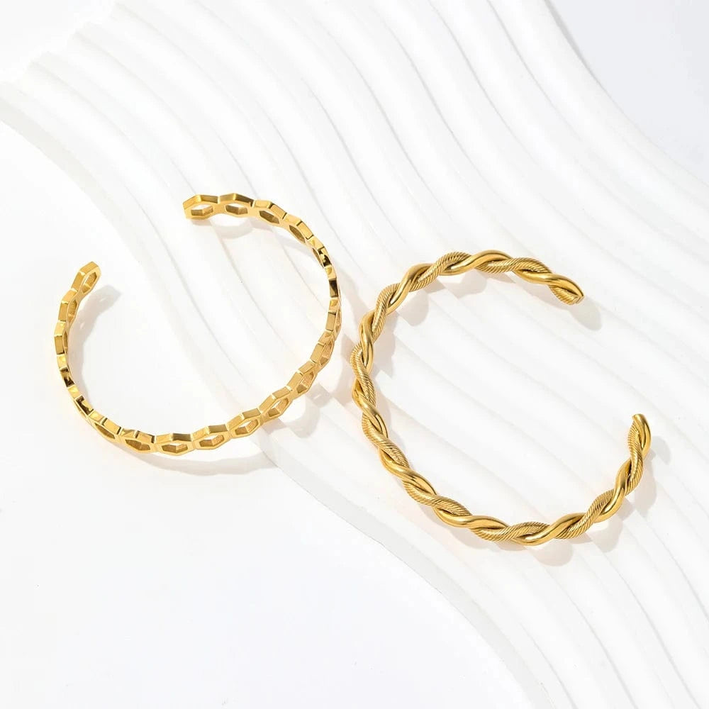 High End Gold & Silver Twist Rope Cuff Bracelet Women Adjustable Cuff  Bangle Bracelet Stainless Steel Jewelry