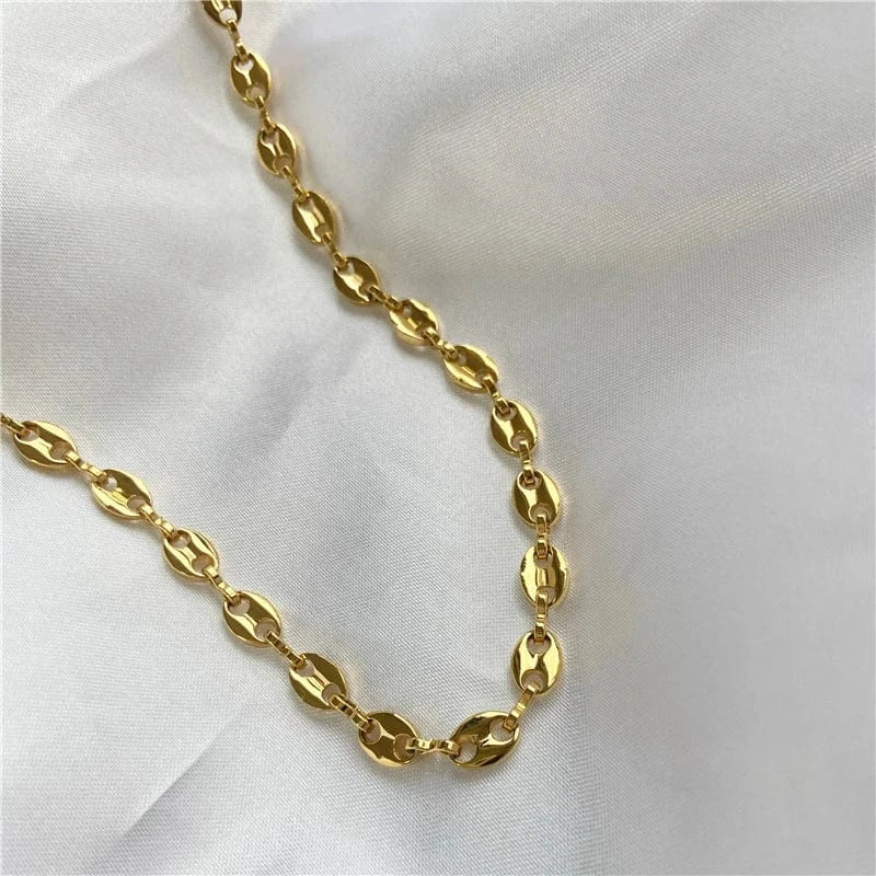 High End18k PVD Gold Plated Polishing  Snout Choker Necklace Shiny Stainless Steel Jewelry Trendy Jewelry Wholesale