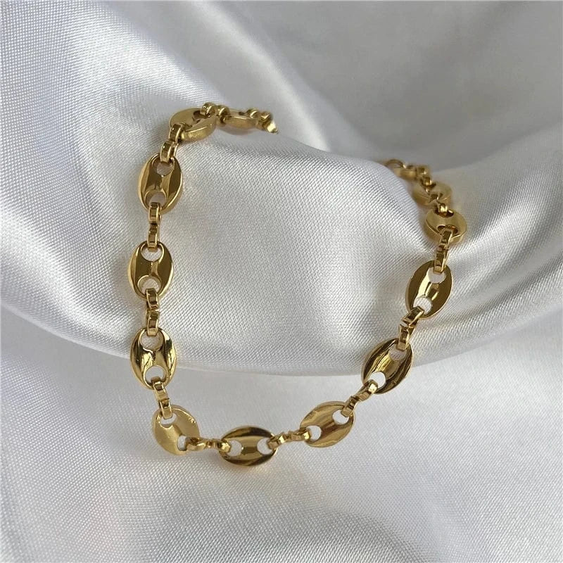 High End18k PVD Gold Plated Polishing  Snout Choker Necklace Shiny Stainless Steel Jewelry Trendy Jewelry Wholesale