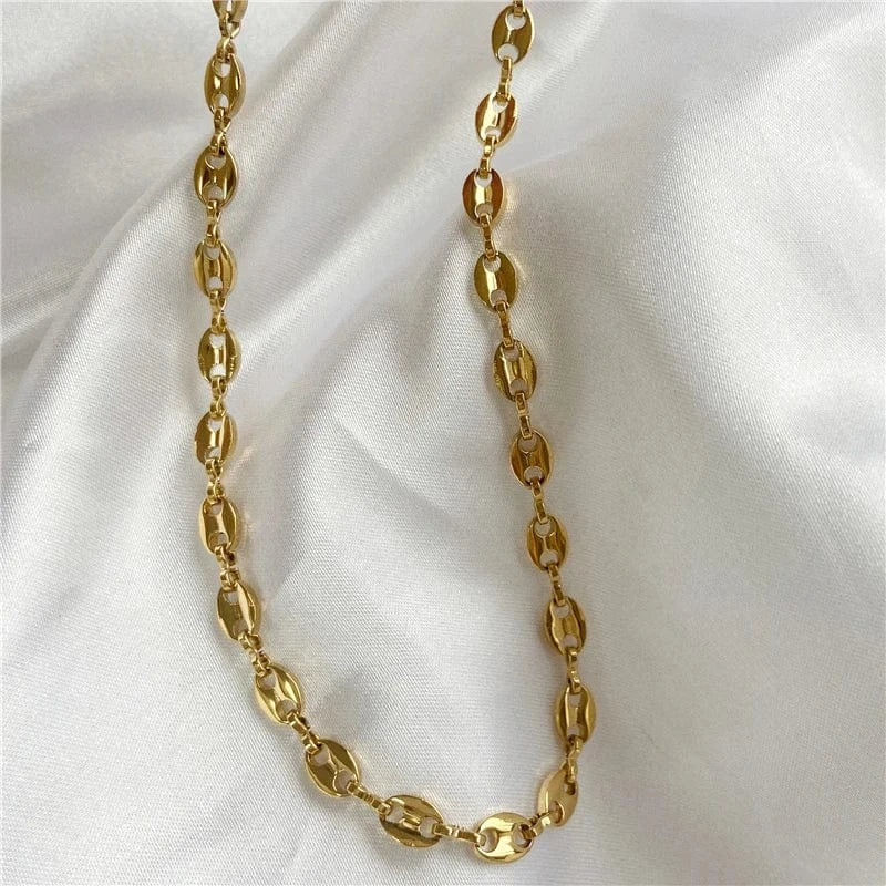 High End18k PVD Gold Plated Polishing  Snout Choker Necklace Shiny Stainless Steel Jewelry Trendy Jewelry Wholesale