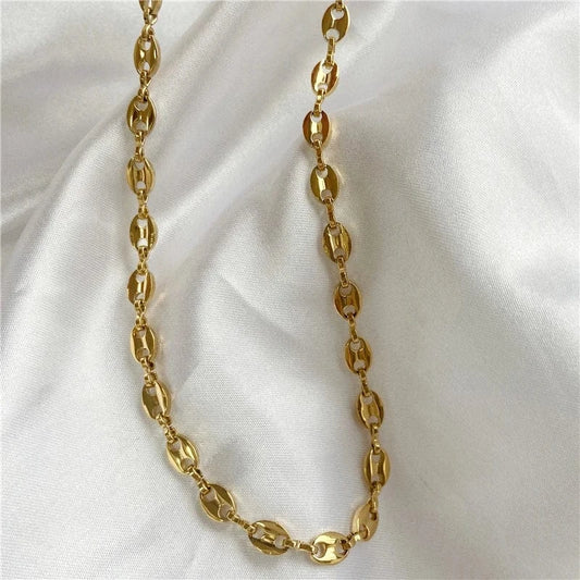 High End18k PVD Gold Plated Polishing  Snout Choker Necklace Shiny Stainless Steel Jewelry Trendy Jewelry Wholesale