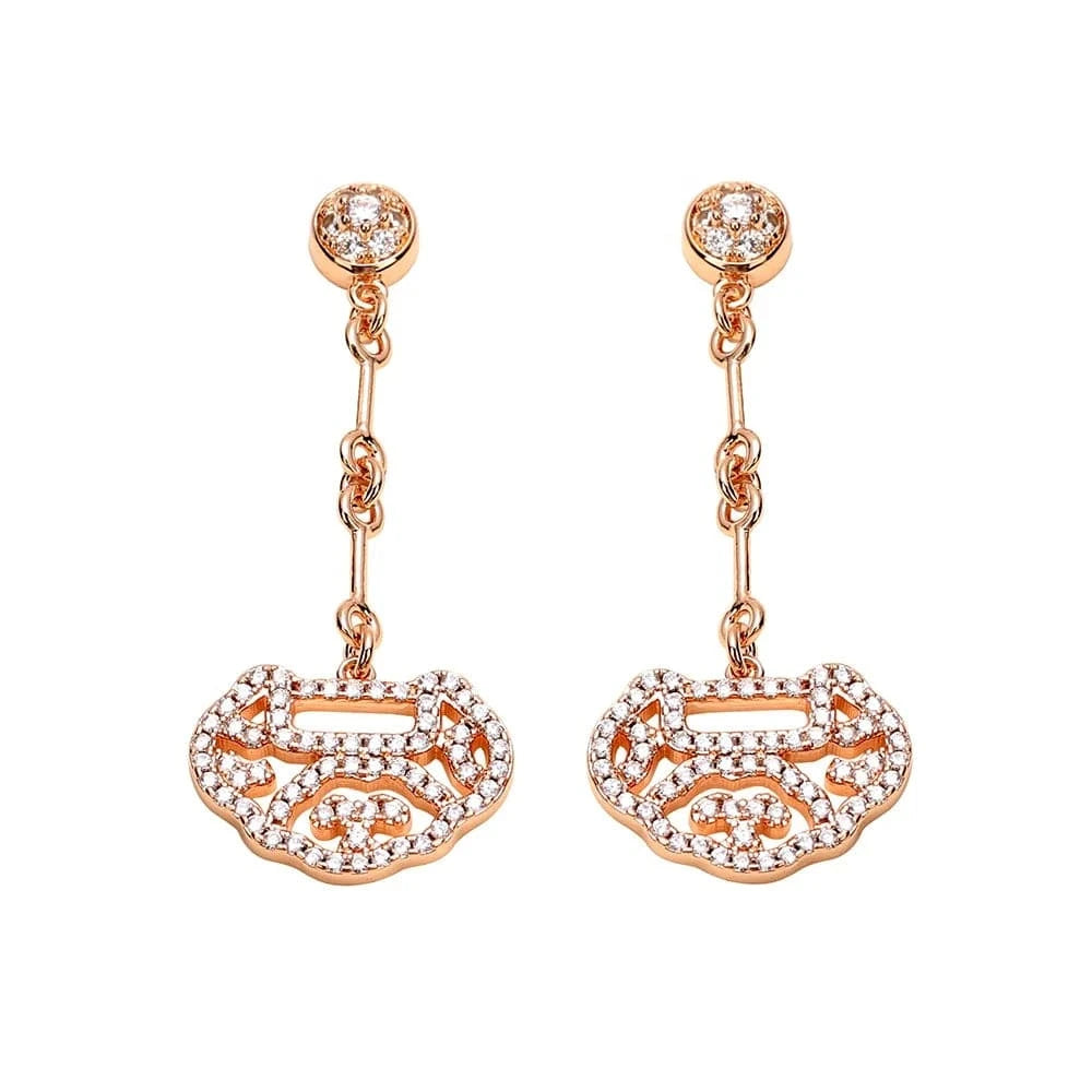 High Grade 18K Electroplating Long Chain Rhodium Pendant Necklace Earring Set Wholesale Vintage Jewelry In 2023