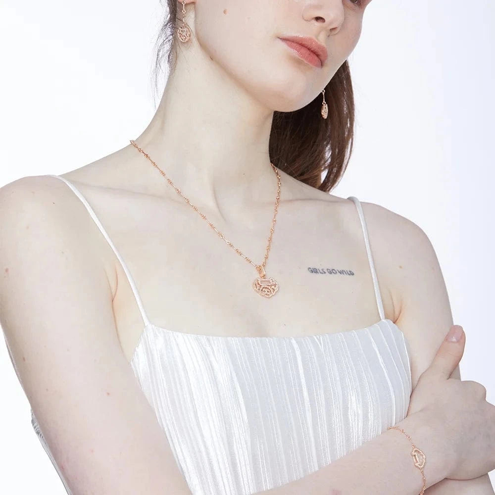 High Grade 18K Electroplating Long Chain Rhodium Pendant Necklace Earring Set Wholesale Vintage Jewelry In 2023