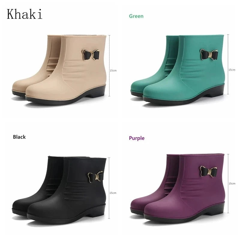 High Heel chuteira campo Rubber Plastic Female Rain Boots Shoes  Snow Boots Waterproof  For Woman