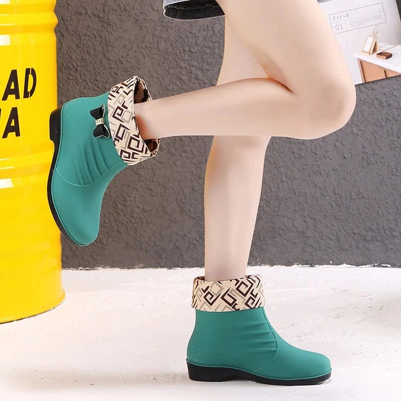 High Heel chuteira campo Rubber Plastic Female Rain Boots Shoes  Snow Boots Waterproof  For Woman