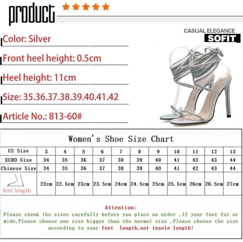 High heeled shoes women's thin heel Rhinestone sexy nightclub Roman bandage open toe foreign trade show winding sandals
