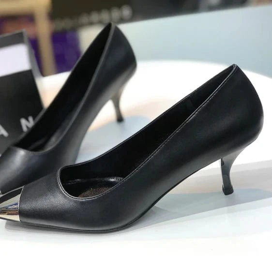 High heels women's 2022 new metal toe square toe stiletto women's shoes