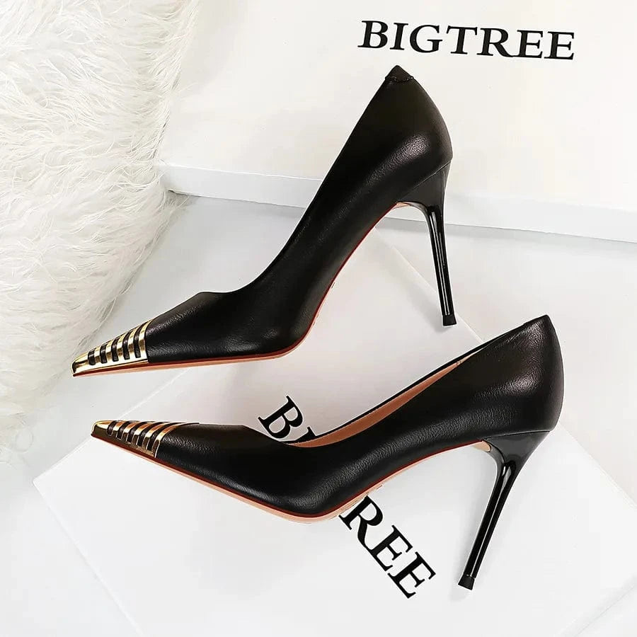 High Heels Women's Stiletto Heels  Autumn New All-match Women's Shoes Black Sexy Temperament Pointed Toe Single Shoes Women
