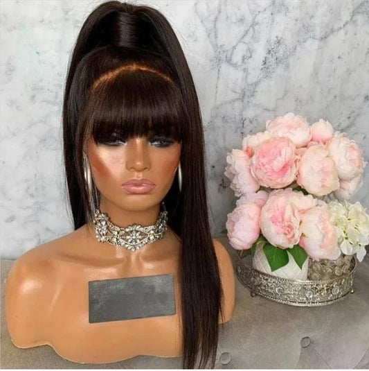 High Ponytails Long Straight Hot Selling Natural Color Mink Raw Malaysian Cuticle Aligned Human Hair 360 Lace Wigs