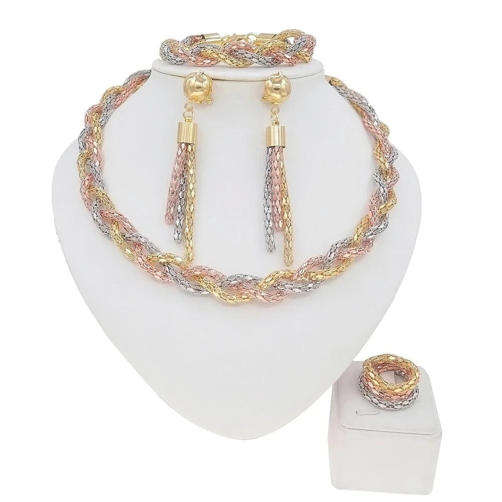 High Quality 18K Gold Plated MOM Jewelry Set / Adjustable / HA0027 Zhuerrui Mother's Day Gift High Quality 18K Gold Plated MOM Jewelry Set Latest Italian Costume Simple Bridal Jewelry Sets HA0027