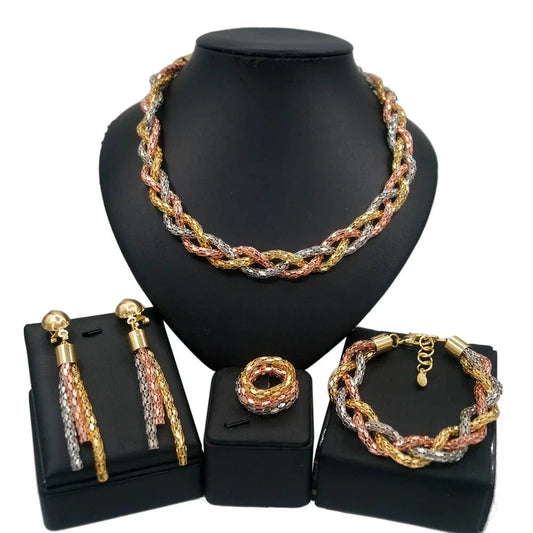 High Quality 18K Gold Plated MOM Jewelry Set / Adjustable / HA0027 Zhuerrui Mother's Day Gift High Quality 18K Gold Plated MOM Jewelry Set Latest Italian Costume Simple Bridal Jewelry Sets HA0027