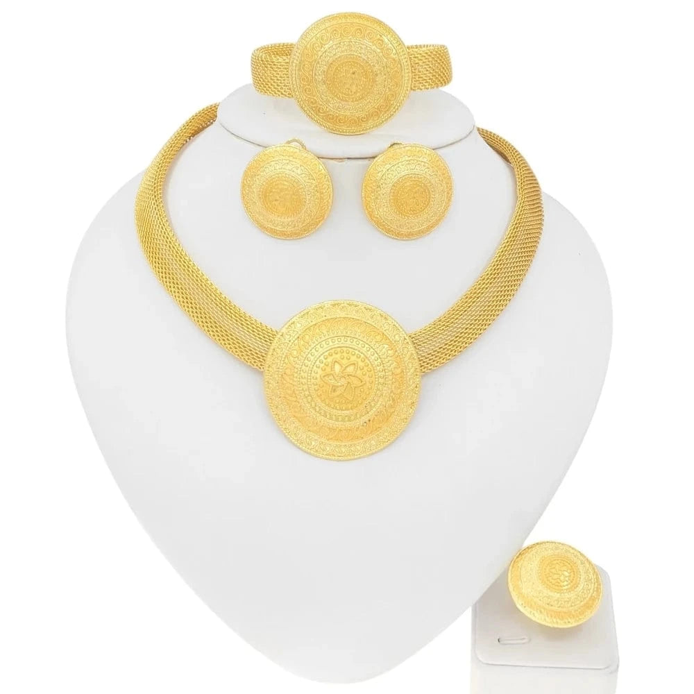 High Quality 18K Gold Plated MOM Jewelry Set / Adjustable / HC21070319 Zhuerrui Mother's Day Gift High Quality 18K Gold Plated MOM Jewelry Set Latest Italian Costume Simple Bridal Jewelry HC21070319