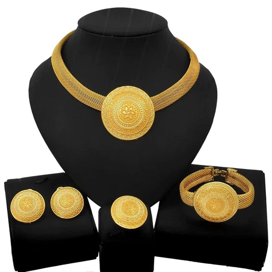 High Quality 18K Gold Plated MOM Jewelry Set / Adjustable / HC21070319 Zhuerrui Mother's Day Gift High Quality 18K Gold Plated MOM Jewelry Set Latest Italian Costume Simple Bridal Jewelry HC21070319