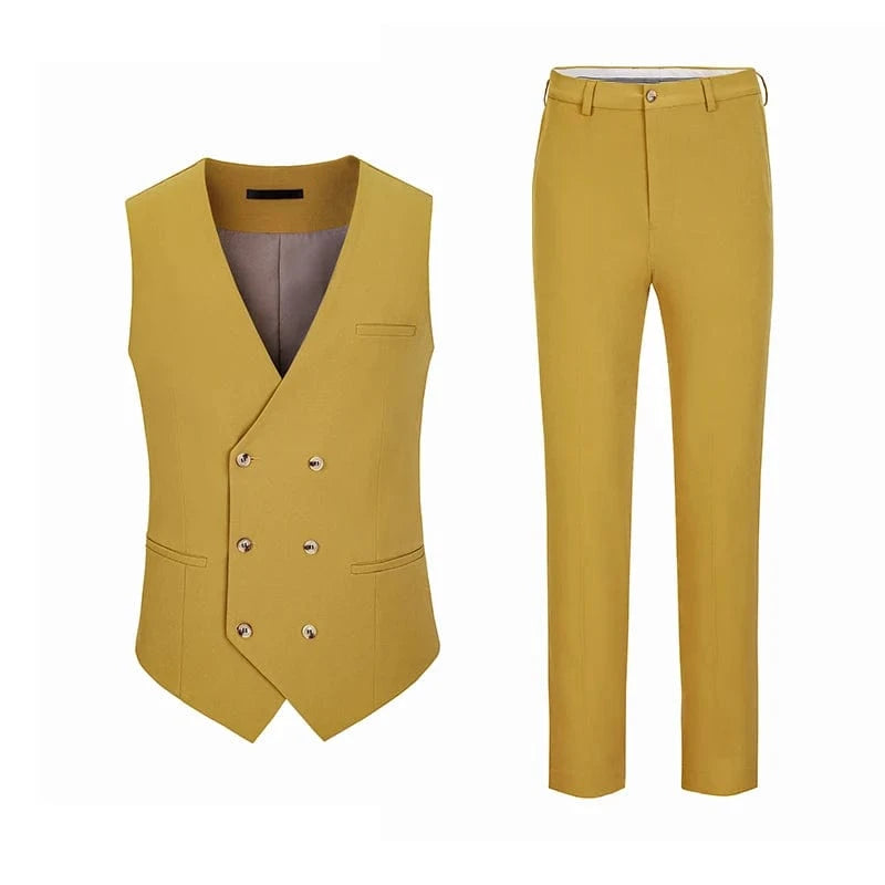 High Quality 3-Piece Business Formal Suit Set OEM Yellow Same Style for Men Women Polyester Pant Suit Wholesale Dropshipping