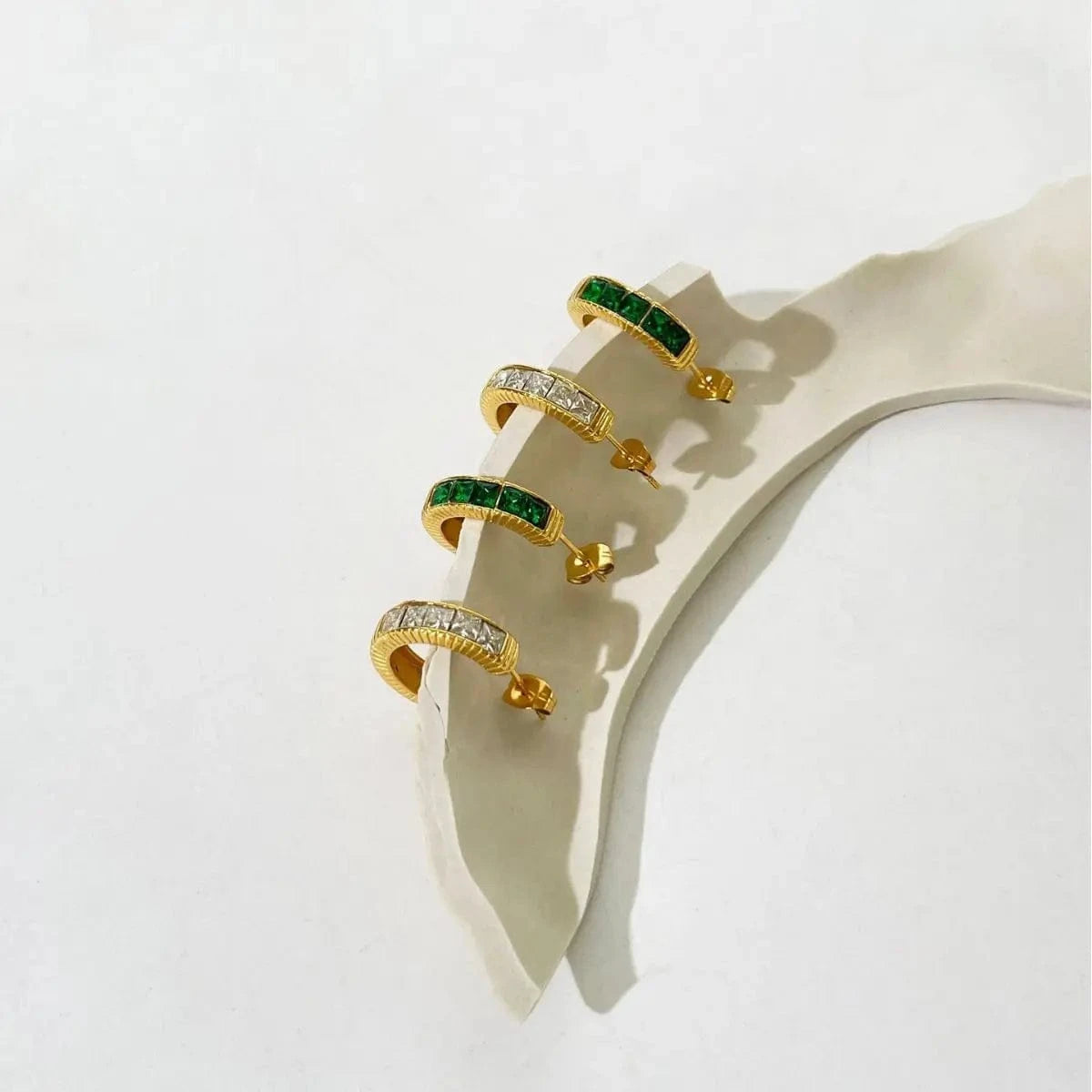 High Quality Bling Crystal Jewelry Stud Earrings for Women Gold stainless steel C Shape Earrings