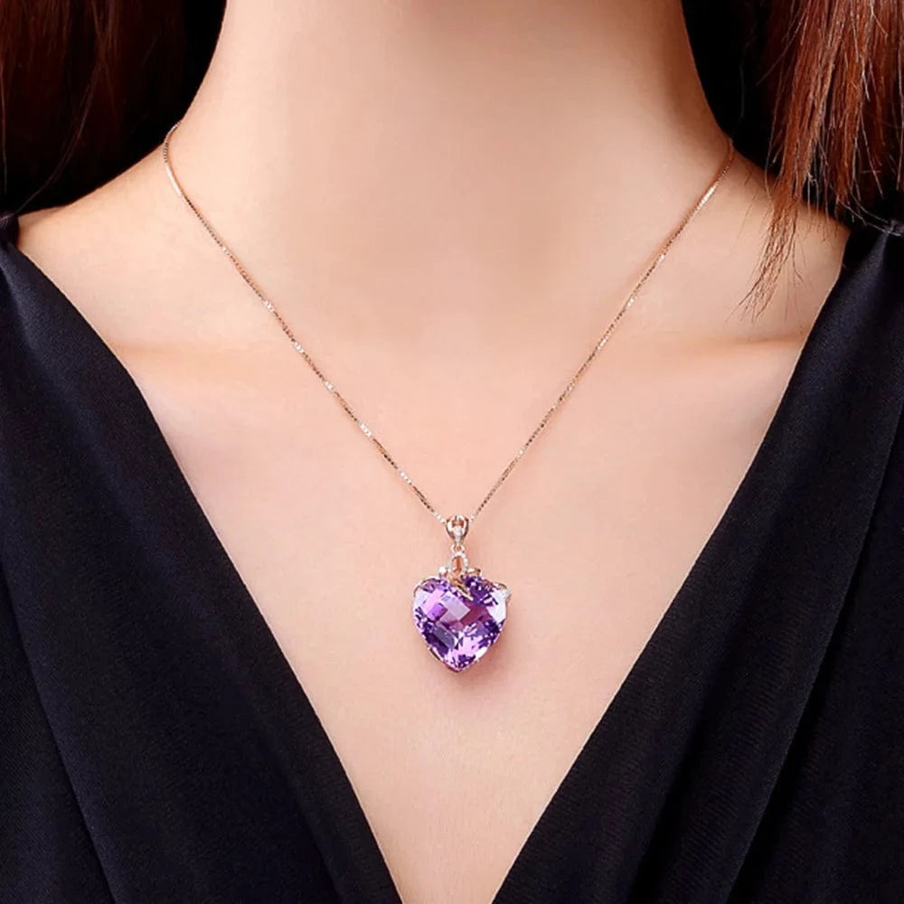 High quality boutique Rose gold purple heart Charm Pendants Women's DIY necklace accessories jewelry