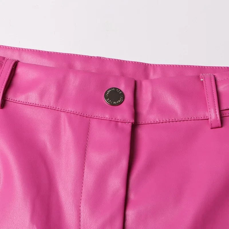 High quality boutique S-XL top seller 2024 spring trousers cargo pu leather women pants