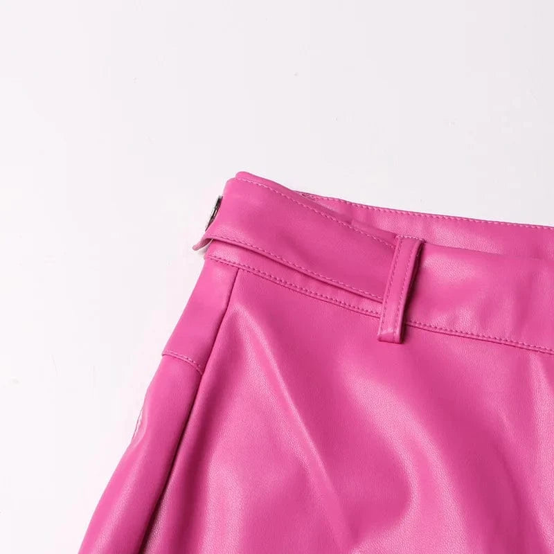 High quality boutique S-XL top seller 2024 spring trousers cargo pu leather women pants