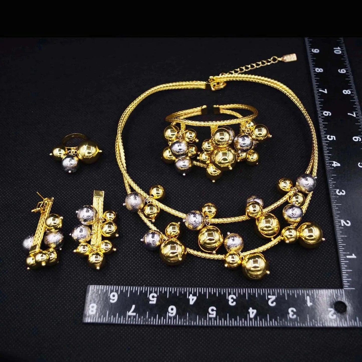 High Quality Brazilian Jewelry Set Factory Direct Supply Necklace Set Jewelry 24 k Gold Plated  Ball design Jewelry Earrings