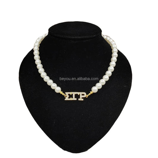 High Quality Customized Sigma Gamma Rho Neck Chain Gold Silver Plating Pendant Inlaid Link Necklace Women's Jewelry