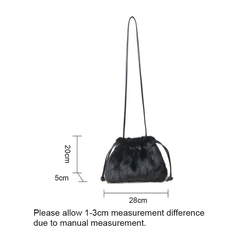 High Quality Drawstring Genuine Fur Purse Bags Women Mink Fur Handbags for Women