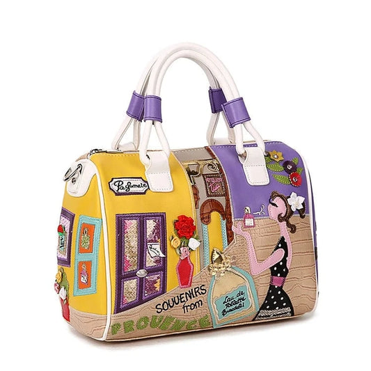 High Quality Fashion Italian Leather Handbag Famous Brands Stylish Female Tote Bag