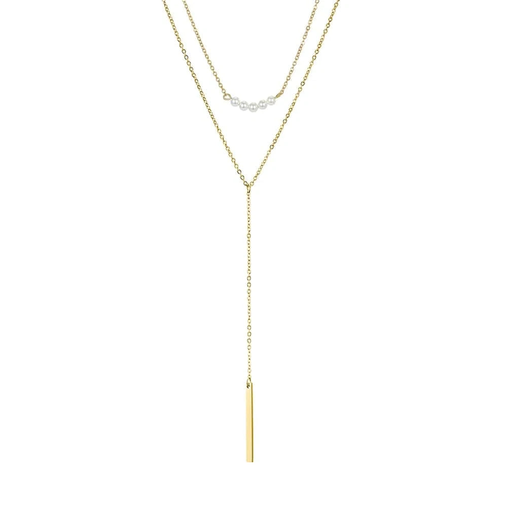 High-Quality Fine Jewelry Sets Stainless Steel Necklaces Fashion Chain Layer Necklace White Pearl For Mom Gifts