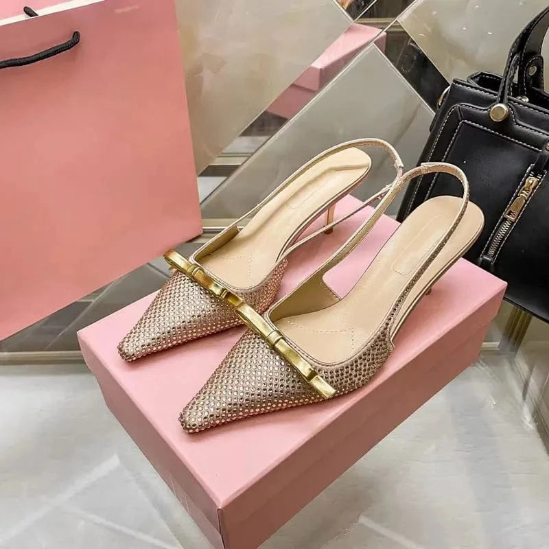 High quality girl bow knot sexy high heel sandals summer brand designer black rhinestone high heels designer womens shoes