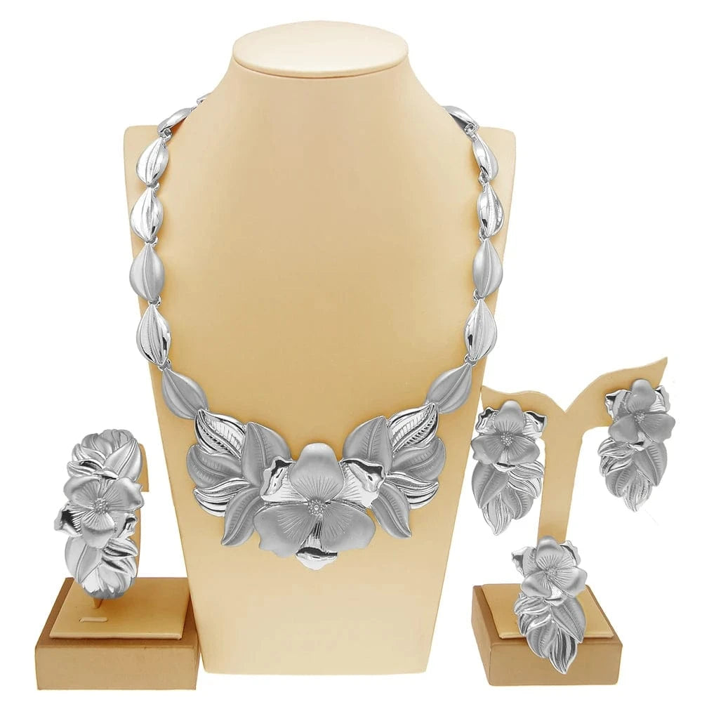 High Quality Gold Jewelry Set / Adjustable / H00419 Zhuerrui Italian Lady Necklace Earing Sets High Quality Gold Jewelry Set Classic Wedding Party Accessories Jewelry H00418