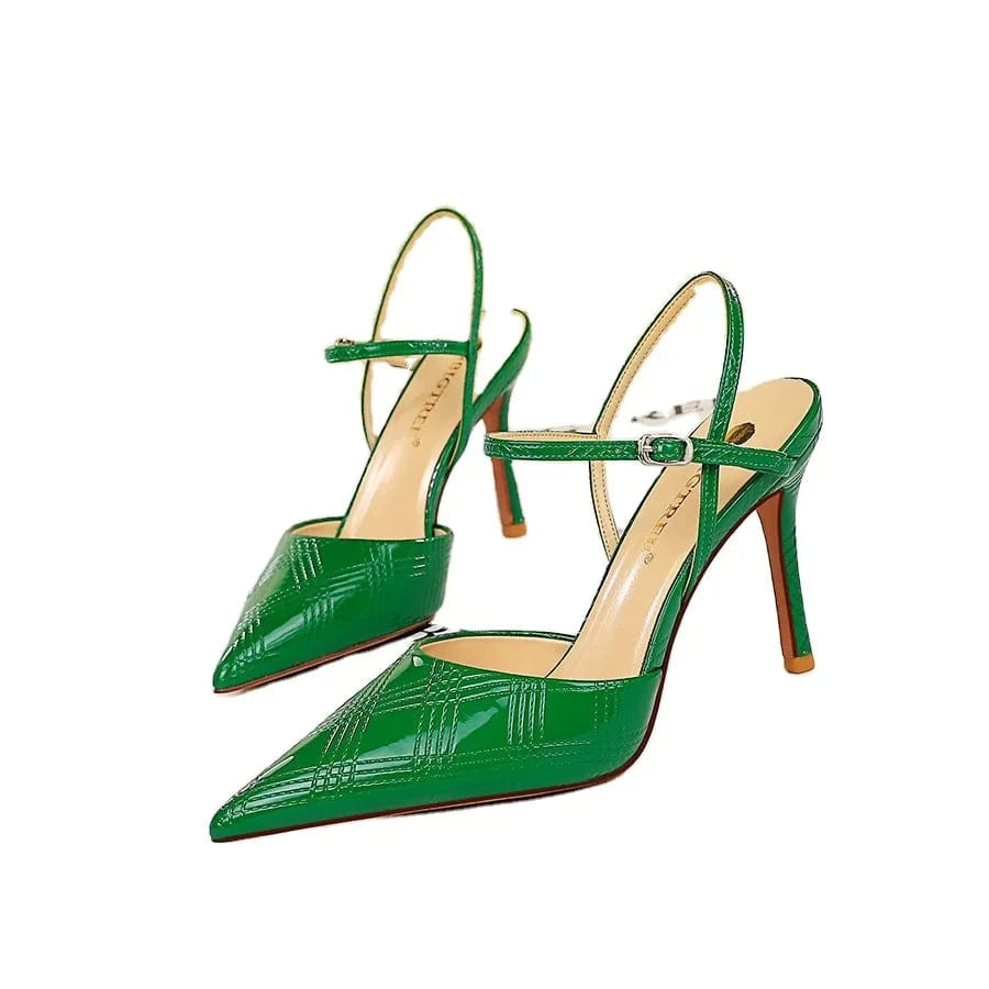 High Quality High Heels Pointed Toe Ladies Party Shoes Green Women Shoes For Wholesale