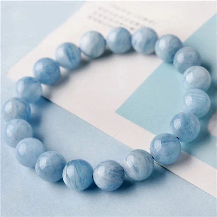 High Quality Hot Sale Aquamarine Beaded Bracelet Factory Sea Blue Gemstone Natural Elegant Aquamarine Stone Charm Beads Bracelet