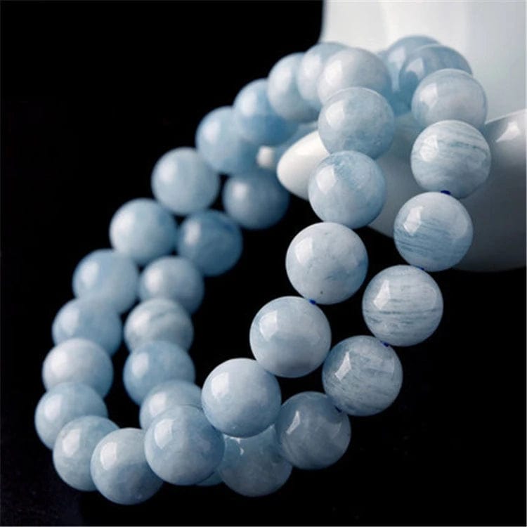 High Quality Hot Sale Aquamarine Beaded Bracelet Factory Sea Blue Gemstone Natural Elegant Aquamarine Stone Charm Beads Bracelet