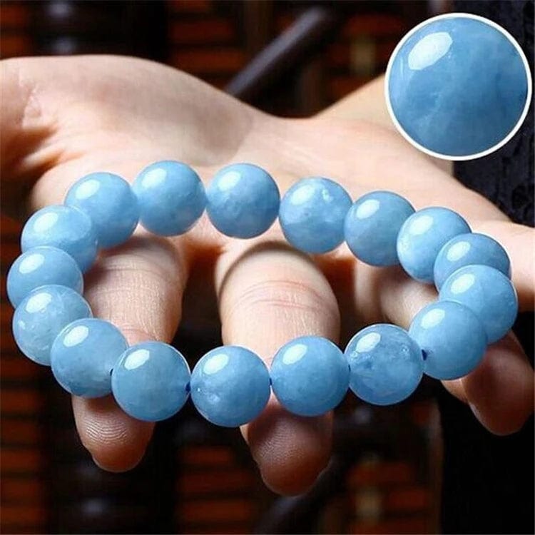 High Quality Hot Sale Aquamarine Beaded Bracelet Factory Sea Blue Gemstone Natural Elegant Aquamarine Stone Charm Beads Bracelet