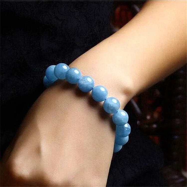 High Quality Hot Sale Aquamarine Beaded Bracelet Factory Sea Blue Gemstone Natural Elegant Aquamarine Stone Charm Beads Bracelet