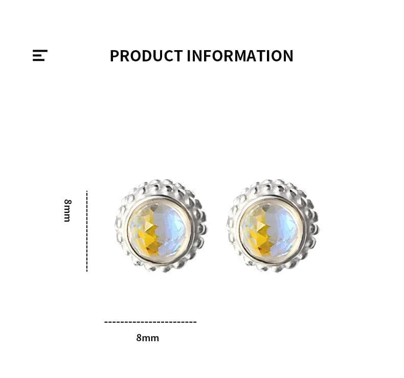 High Quality Hot sale S999 Pure Sterling Silver Round studs turquoise moonstone simple screw screw stud earrings jewelry