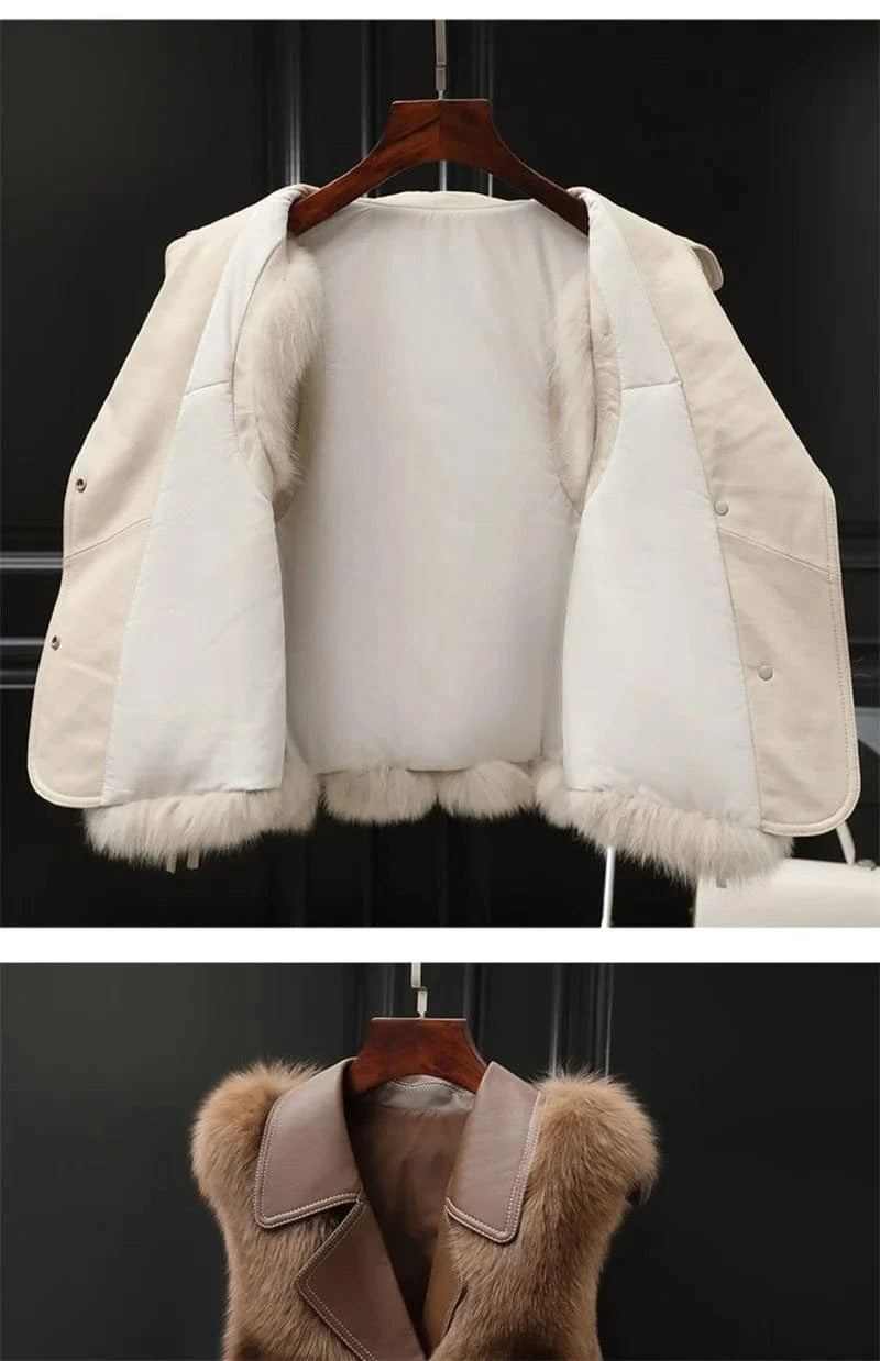 High Quality Imitation Fox Fur Vest Jacket Women Fur Vest Jacket 2024 Winter Waistcoat Short Fur Vest Female Vestcoat Sleeveless