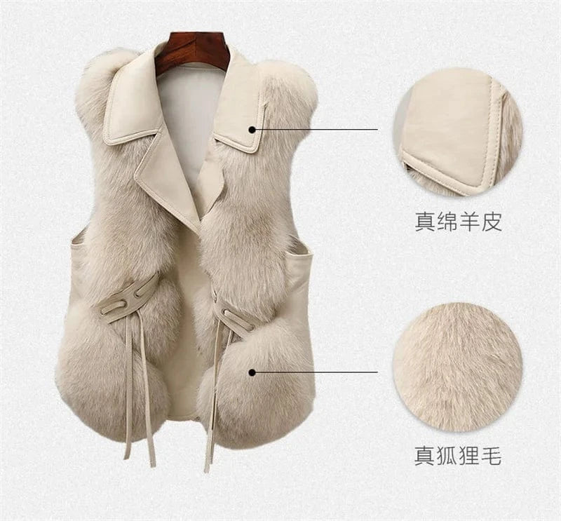 High Quality Imitation Fox Fur Vest Jacket Women Fur Vest Jacket 2024 Winter Waistcoat Short Fur Vest Female Vestcoat Sleeveless