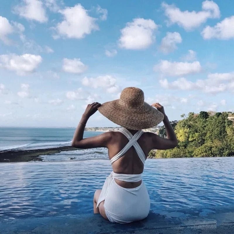 High Quality Luxury Designer Fashion Solid Cross Straps Deep V Backless Swimwear Women Sexy One Piece Swimsuits For Women 2022