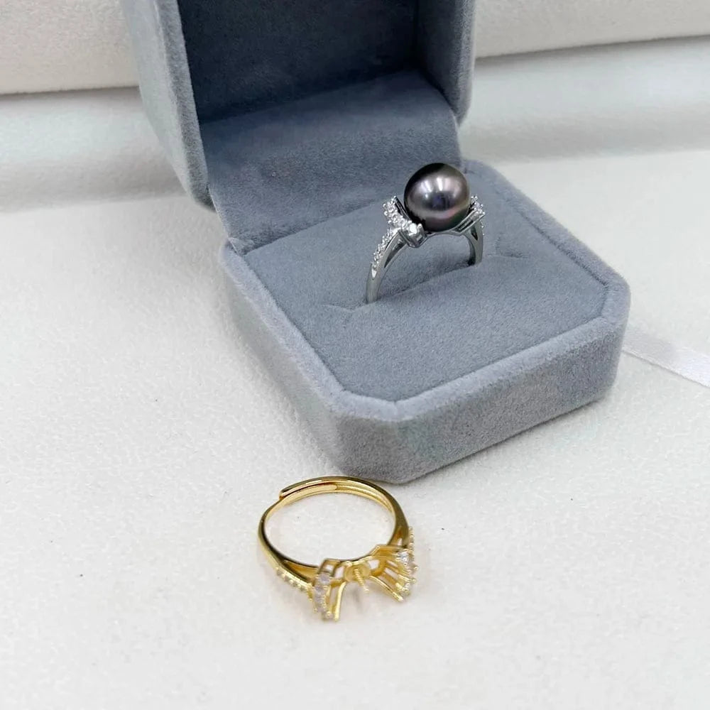 high quality new fashion 925 silver adjustable gold pearl ring,Jewelry Findings ring holder round nature pearl wholesale price