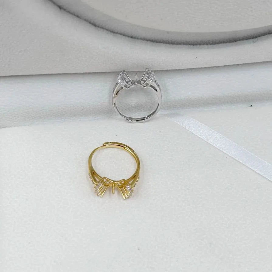 high quality new fashion 925 silver adjustable gold pearl ring,Jewelry Findings ring holder round nature pearl wholesale price