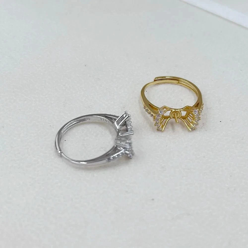 high quality new fashion 925 silver adjustable gold pearl ring,Jewelry Findings ring holder round nature pearl wholesale price