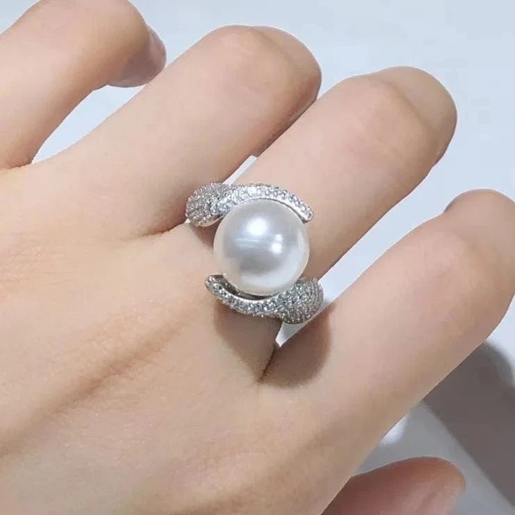 high quality new fashion 925 silver adjustable gold pearl ring,Jewelry Findings ring holder round nature pearl wholesale price