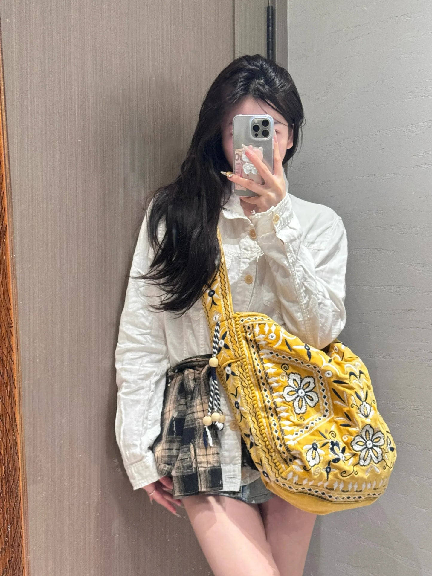 High Quality Original Design Velvet Embroidery Fringe Cloth Bag Shoulder Large Capacity Cross Body Tote Bags for Women - SN Wigs & More