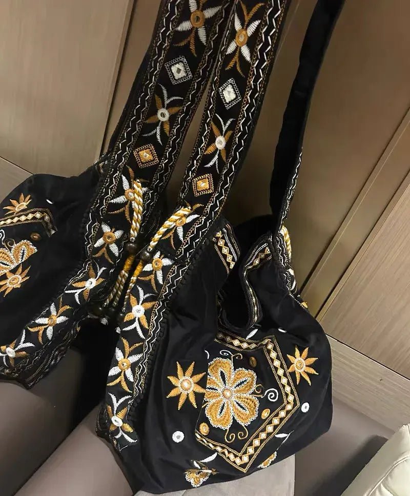 High Quality Original Design Velvet Embroidery Fringe Cloth Bag Shoulder Large Capacity Cross Body Tote Bags for Women - SN Wigs & More