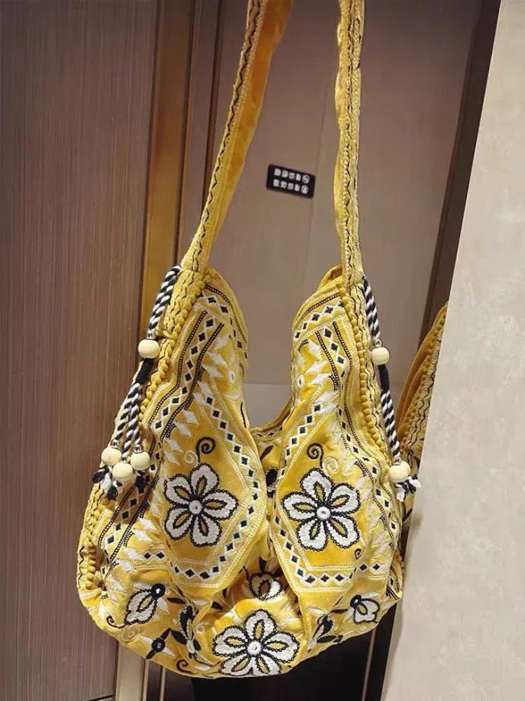 High Quality Original Design Velvet Embroidery Fringe Cloth Bag Shoulder Large Capacity Cross Body Tote Bags for Women - SN Wigs & More